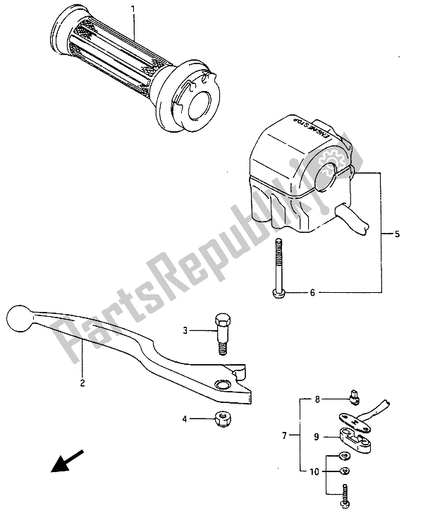 Alle onderdelen voor de Schakelaar Rechts Handvat van de Suzuki RG 250 Cffc Gamma 1987