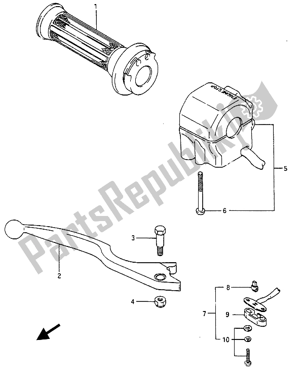 All parts for the Right Handle Switch of the Suzuki RG 250 Cffc Gamma 1987