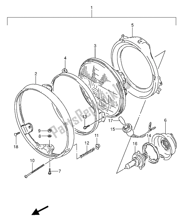 Toutes les pièces pour le Lampe Frontale du Suzuki GS 500 EU 1989