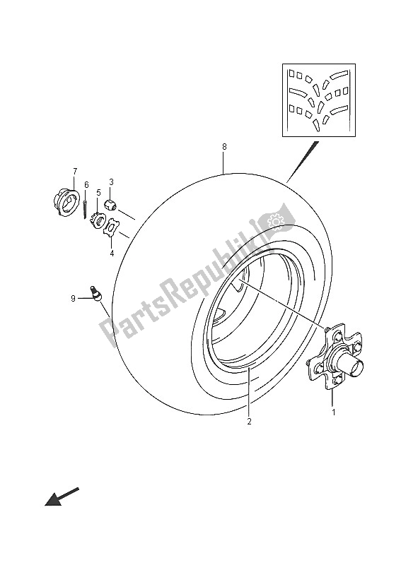 All parts for the Rh Rear Wheel of the Suzuki LT A 750 XZ Kingquad AXI 4X4 2016