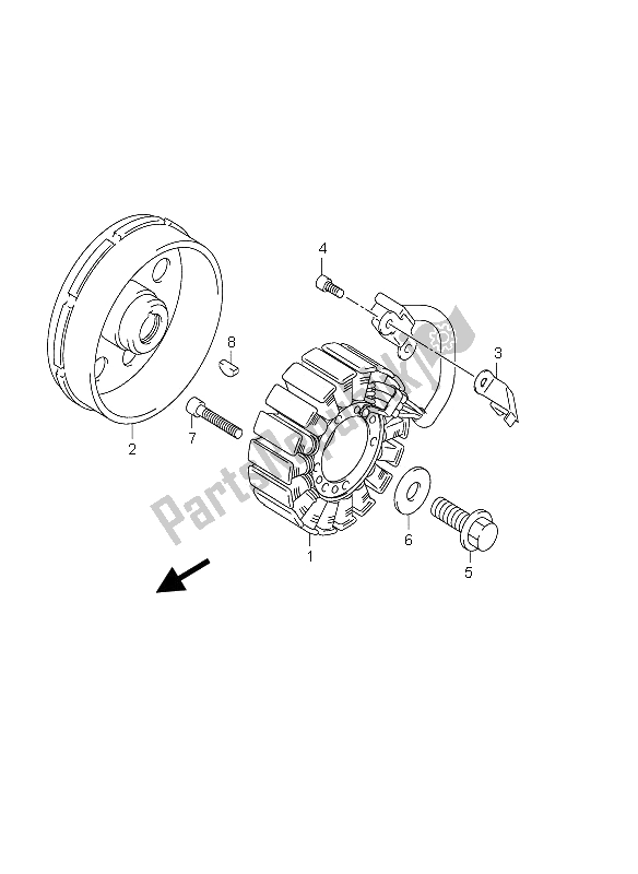 All parts for the Magneto of the Suzuki GSX 1300R Hayabusa 2005