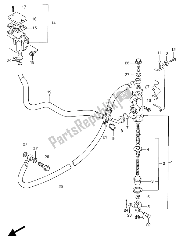 All parts for the Rear Master Cylinder of the Suzuki VX 800U 1994