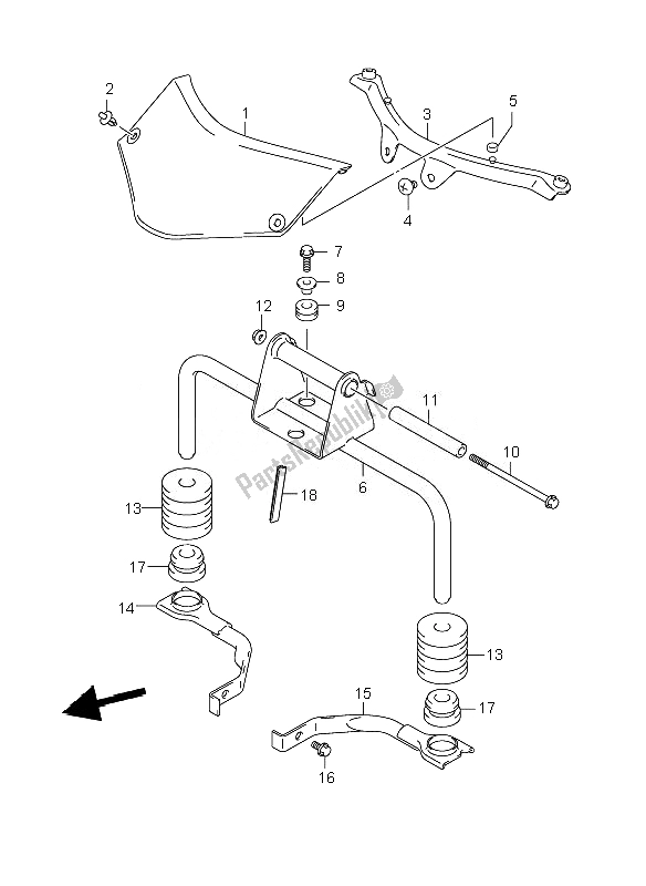 Tutte le parti per il Staffa Anteriore del Suzuki DL 650A V Strom 2010