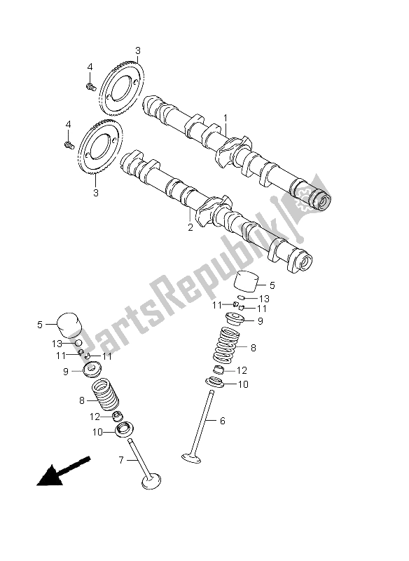 Tutte le parti per il Albero A Camme E Valvola del Suzuki GSX 1250 FA 2011