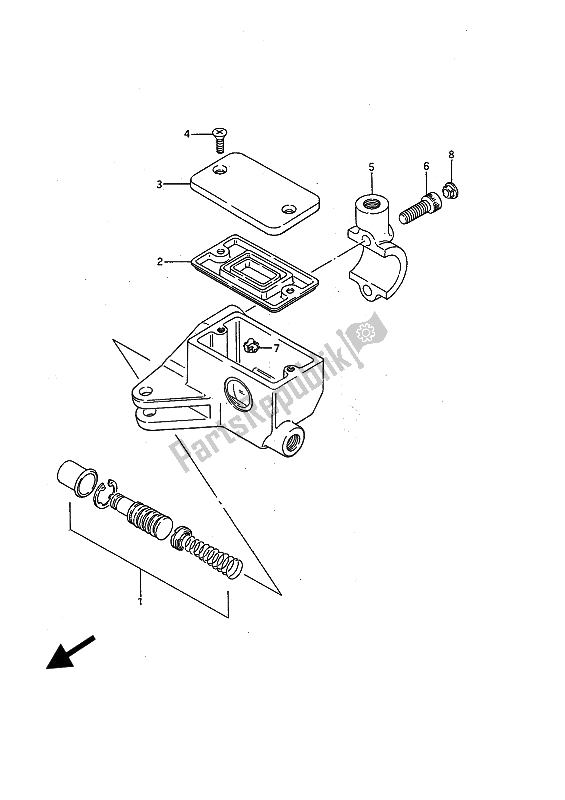 All parts for the Front Master Cylinder of the Suzuki LS 650P Savage 1991