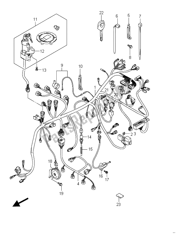 All parts for the Wiring Harness (gsf650u) of the Suzuki GSF 650 Sasa Bandit 2011