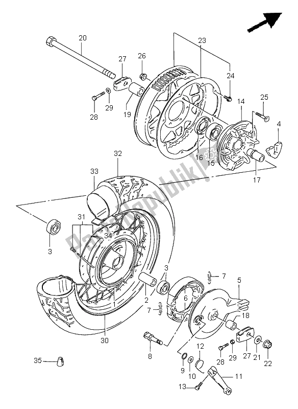 Toutes les pièces pour le Roue Arrière du Suzuki LS 650 Savage 2000