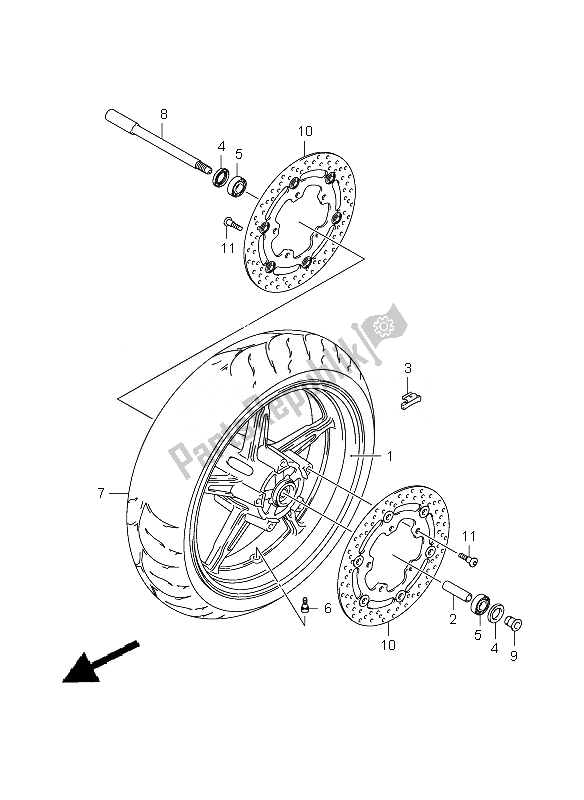 All parts for the Front Wheel (sfv650-u) of the Suzuki SFV 650A Gladius 2010