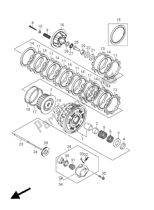 All parts for the Clutch of the Suzuki GSF 1250A Bandit 2011