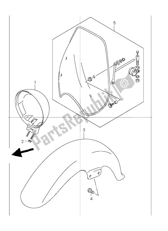 Tutte le parti per il Parafango Anteriore del Suzuki VL 250 Intruder 2003