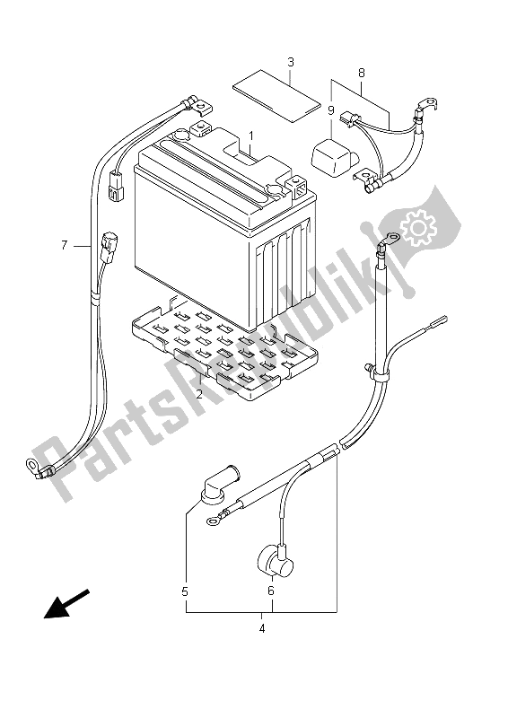 Alle onderdelen voor de Batterij (sfv650 E24) van de Suzuki SFV 650A Gladius 2012