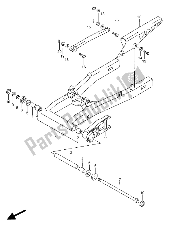 Tutte le parti per il Braccio Oscillante Posteriore del Suzuki GSX 600 FUU2 1994