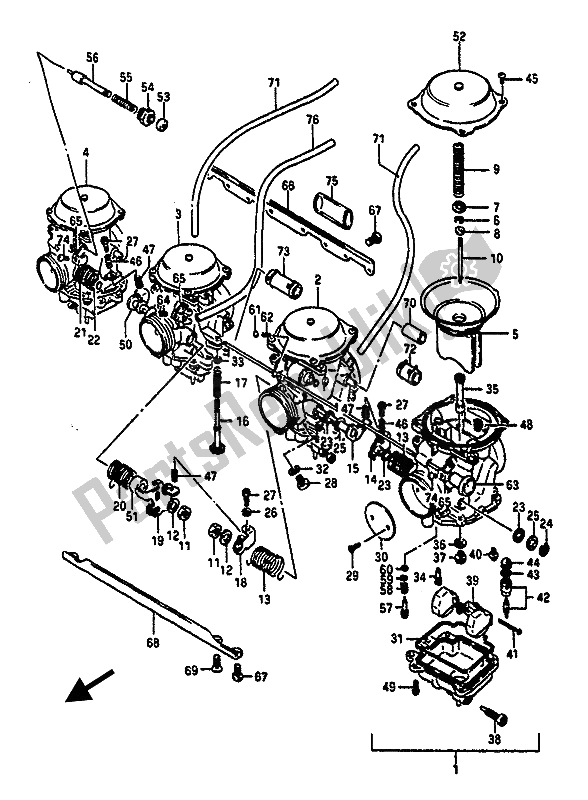 All parts for the Carburetor of the Suzuki GSX R 1100 1988