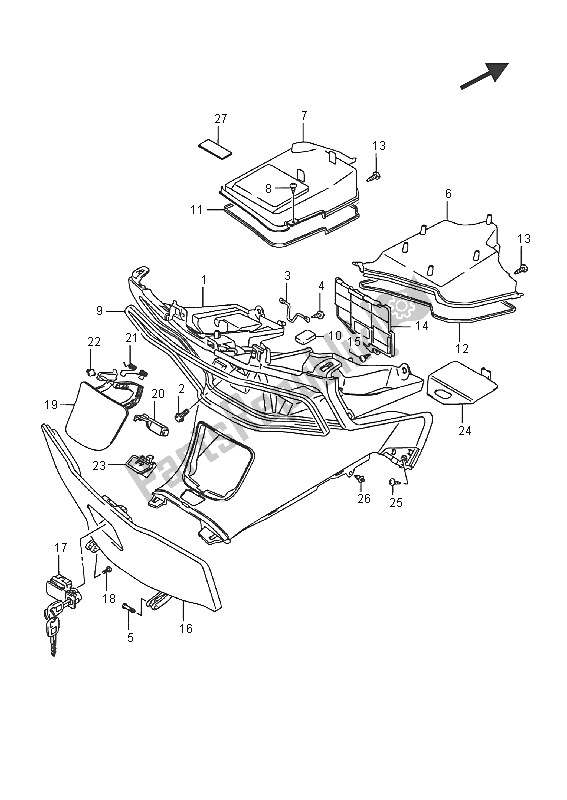 All parts for the Front Box of the Suzuki Burgman AN 400 ZZA 2016