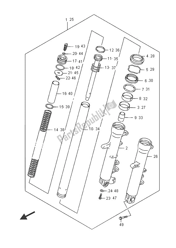 Alle onderdelen voor de Voorvork Demper van de Suzuki DL 650 AXT V Strom 2016