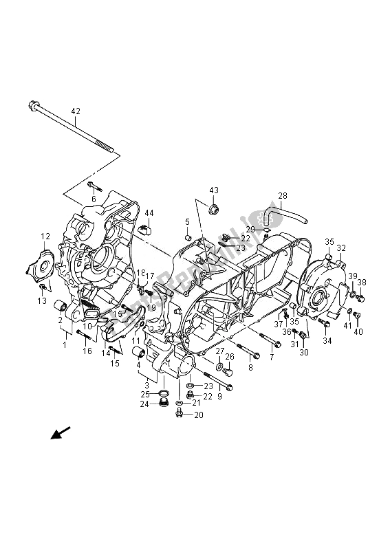 All parts for the Crankcase (an400 E19) of the Suzuki Burgman AN 400 AZA 2014