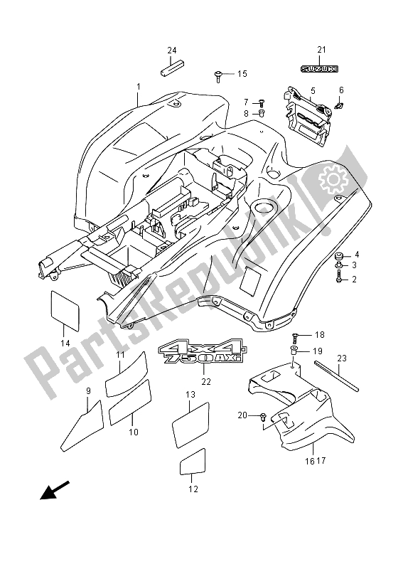 Wszystkie części do Tylny B? Otnik (lt-a750xv) Suzuki LT A 750 XVZ Kingquad AXI 4X4 2015