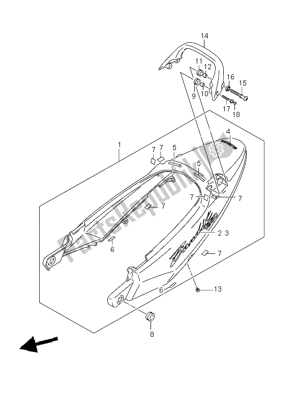 All parts for the Seat Tail Cover (gsf1250-a) of the Suzuki GSF 1250 Nsnasa Bandit 2008