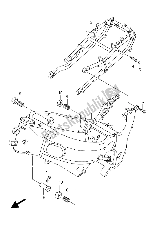 All parts for the Frame of the Suzuki GSX 1300R Hayabusa 2012