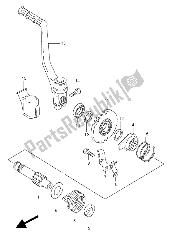 All parts for the Kick Starter of the Suzuki RM 85 SW LW 2005