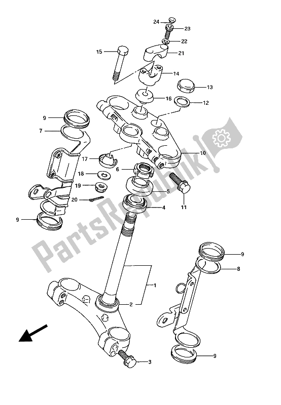 Tutte le parti per il Gambo Dello Sterzo del Suzuki GSX 1100G 1991