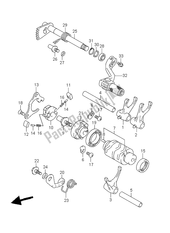 All parts for the Gear Shifting of the Suzuki RM 250 2007