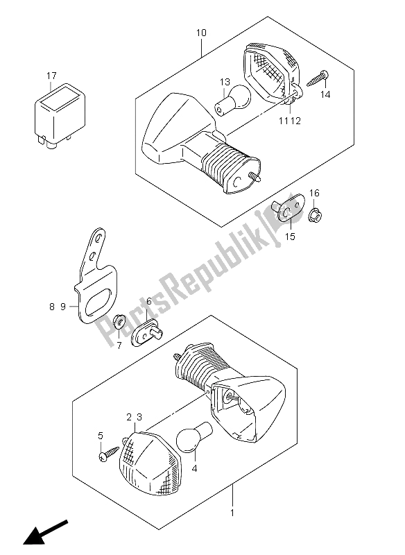 All parts for the Turn Signal Lamp of the Suzuki DR Z 400E 2009