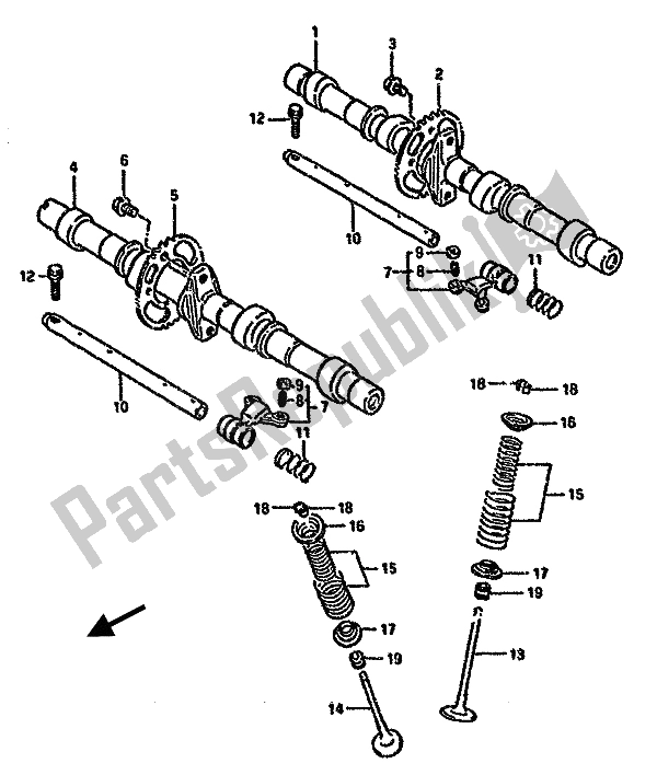 All parts for the Camshaft & Valve of the Suzuki GSX 750F 1991