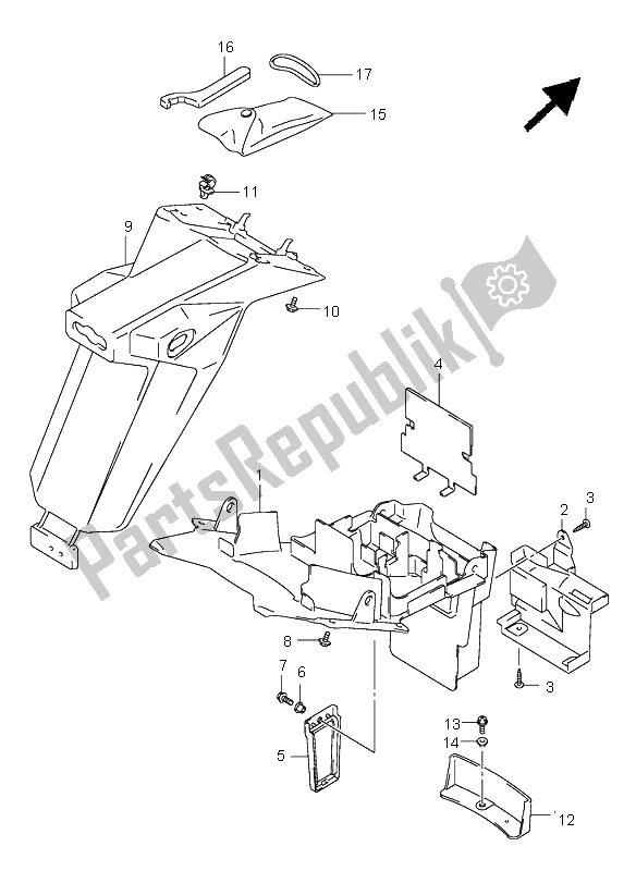 All parts for the Rear Fender of the Suzuki SV 650 NS 2004