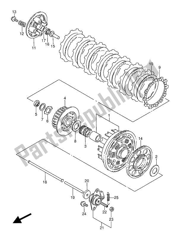 Todas as partes de Embreagem do Suzuki GSX 600 FUU2 1989