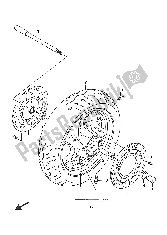 All parts for the Front Wheel (an400) of the Suzuki Burgman AN 400 ZZA 2016