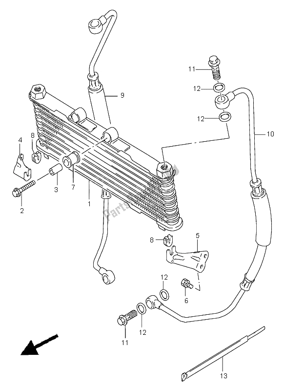 Alle onderdelen voor de Olie Koeler van de Suzuki GSX 600F 1997