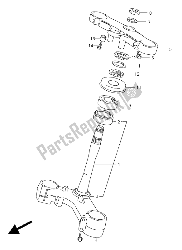 Tutte le parti per il Gambo Dello Sterzo del Suzuki TL 1000S 2001
