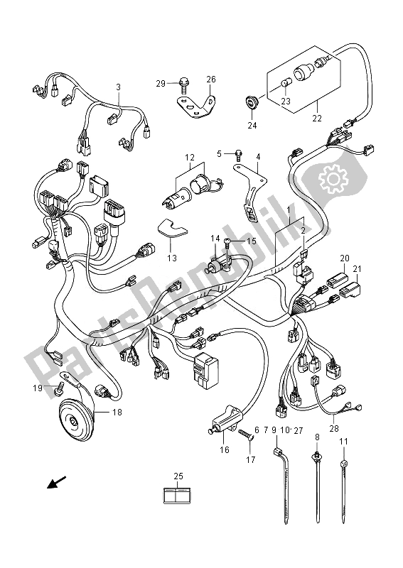 Tutte le parti per il Cablaggio (uh125 E02) del Suzuki UH 125A Burgman 2014