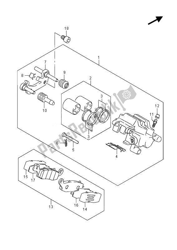 Wszystkie części do Zacisk Tylny Suzuki VZR 1800 M Intruder 2014