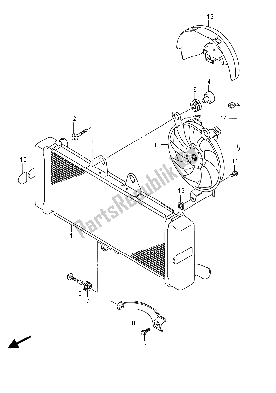 All parts for the Radiator of the Suzuki GSF 1250 SA Bandit 2015