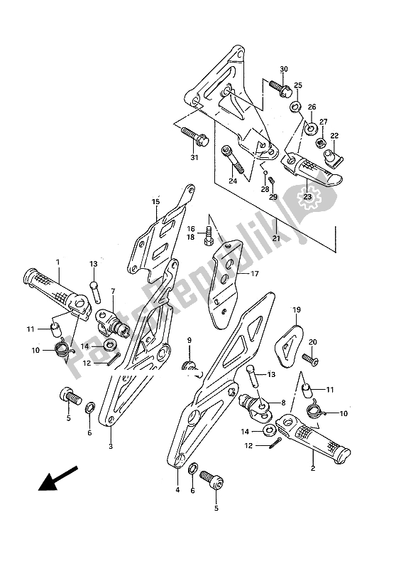 Todas as partes de Apoio Para Os Pés do Suzuki GSX R 750W 1992