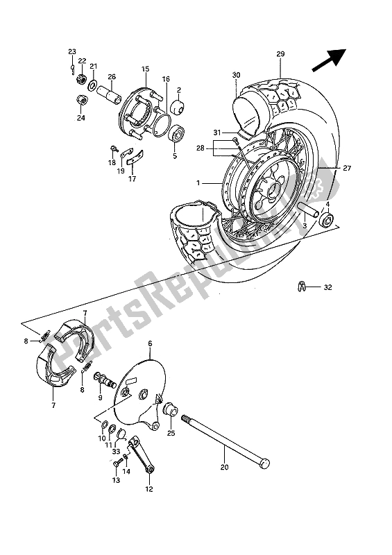 All parts for the Rear Wheel of the Suzuki VS 750 Glfp Intruder 1986