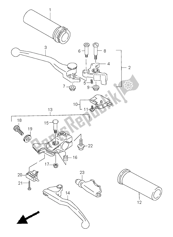 All parts for the Handle Lever of the Suzuki VZ 800 Marauder 1998