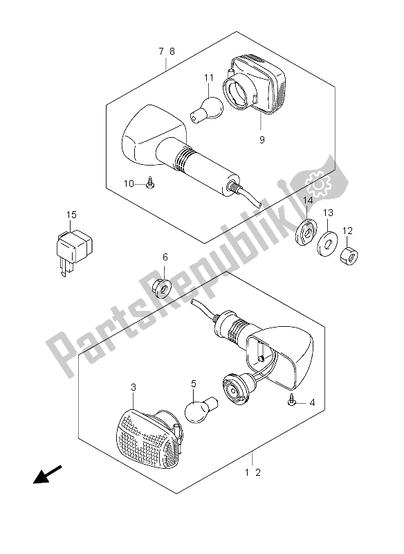 All parts for the Turnsignal Lamp (gs500-u) of the Suzuki GS 500 EF 2004