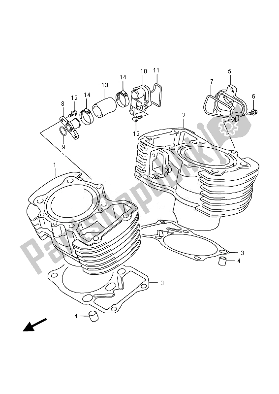 Alle onderdelen voor de Cilinder van de Suzuki VL 800B Intruder 2014