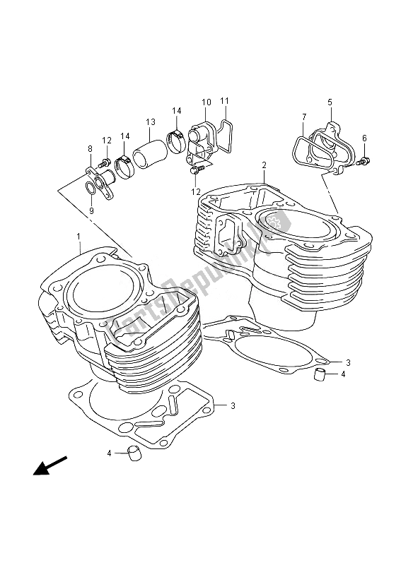 All parts for the Cylinder of the Suzuki VL 800B Intruder 2014