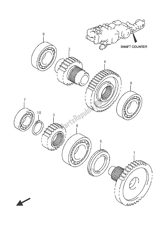 All parts for the Counter Shaft of the Suzuki AN 650Z Burgman Executive 2016