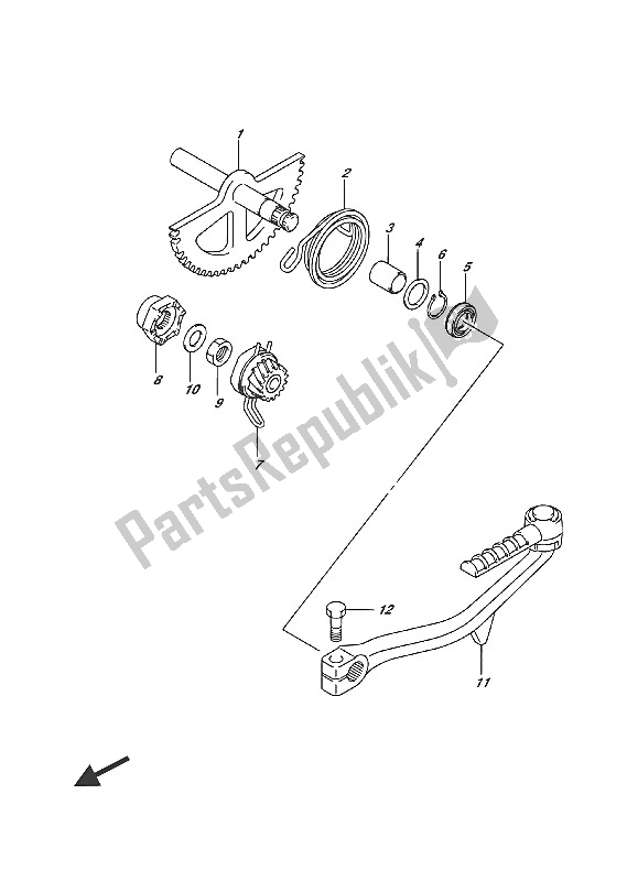 All parts for the Kick Starter of the Suzuki Address 110 2016