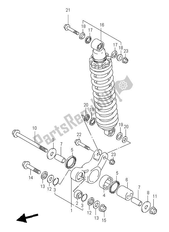 Tutte le parti per il Leva Del Cuscino Posteriore del Suzuki DR 125 SE 2001