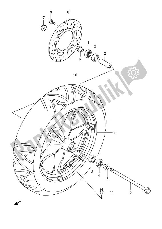 Tutte le parti per il Ruota Anteriore (uh125 E19) del Suzuki UH 125A Burgman 2014