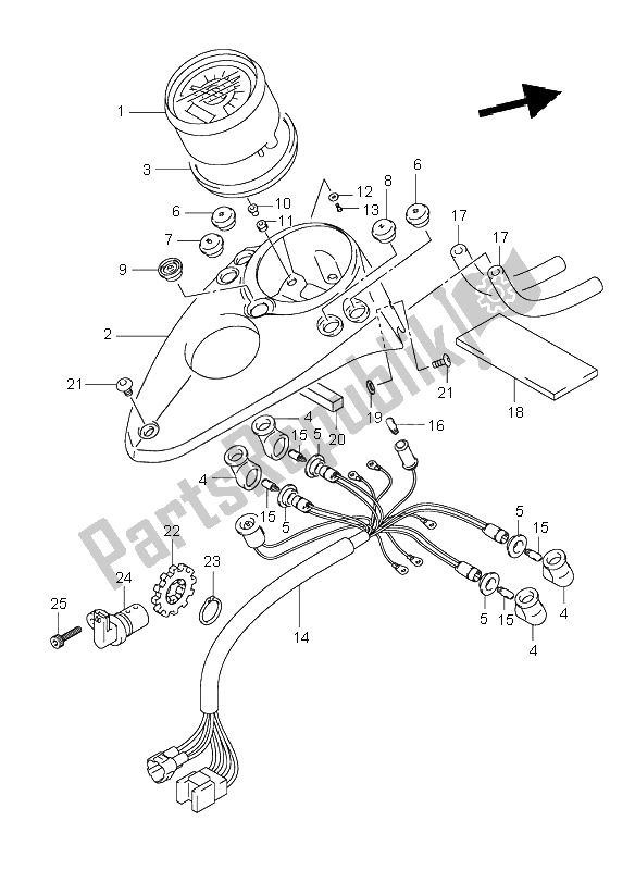 Tutte le parti per il Tachimetro del Suzuki VL 125 Intruder 2003