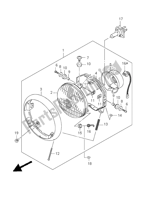 All parts for the Headlamp (e19) of the Suzuki RV 125 Vanvan 2006