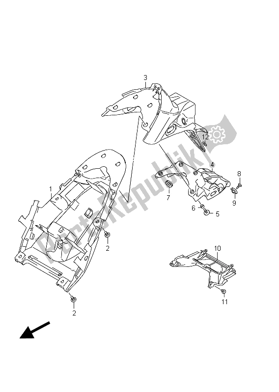 Tutte le parti per il Parafango Posteriore (sfv650ua E21) del Suzuki SFV 650A Gladius 2011