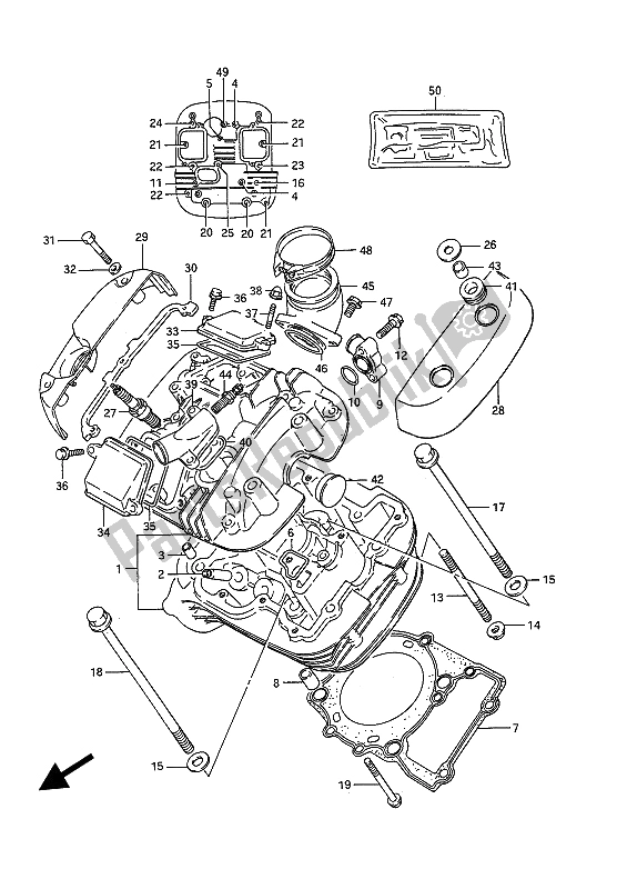 Tutte le parti per il Testata (anteriore) del Suzuki VS 750 GL Intruder 1985